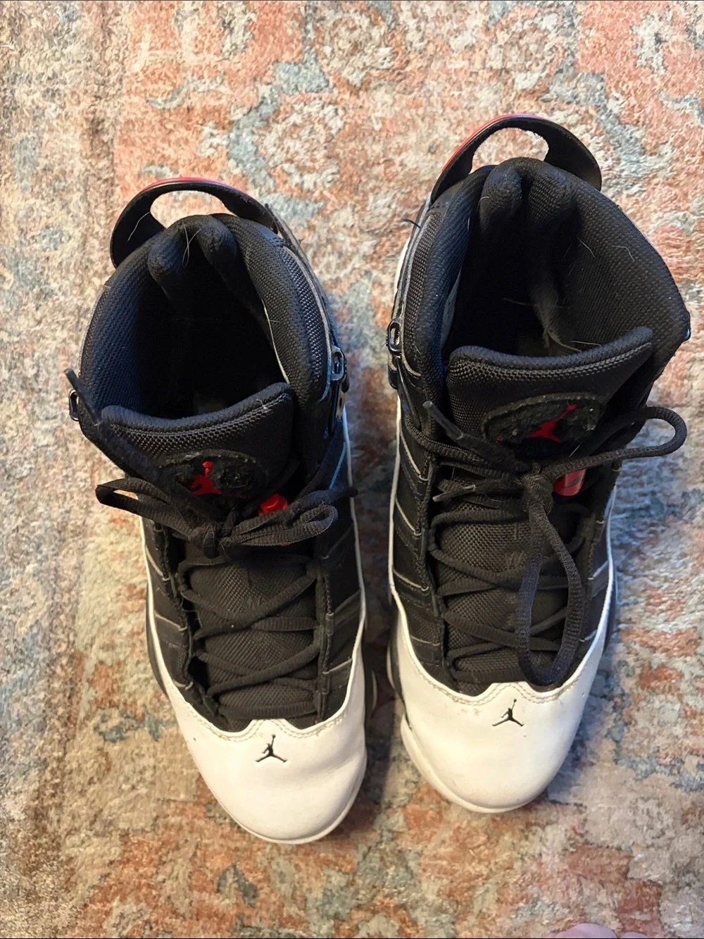 Jordan Black White and Red High-Top Sneakers